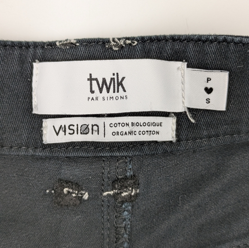 Simons Twik women's straight leg contrasting seam black carpenter pants size S - Picture 6 of 10